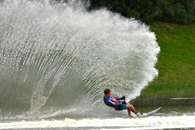 Carlos Lamadrid of Mexico competes during the Men's Slalom Waterski – Final on Day 3 of Lima 2019 Pan American Games at Laguna Bujama on July 29, 2019 in Lima, Peru. (Photo by Gustavo Garello/Jam Media/Getty Images)