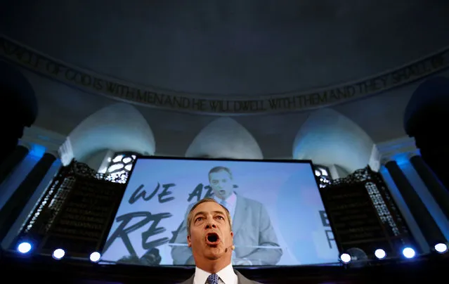 Brexit Party leader Nigel Farage speaks during a Brexit Party news conference in London, Britain on August 27, 2019. (Photo by Henry Nicholls/Reuters)