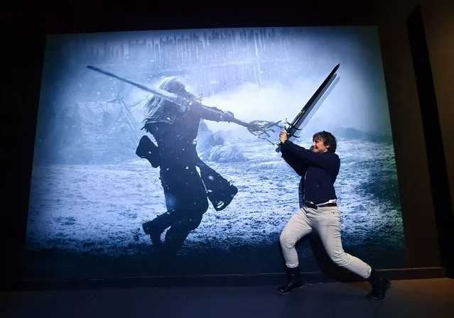 One of the interactive displays is seen during a media preview day for the opening of the new Game of Thrones Studio Tour at Linen Mill Studios on February 2, 2022 in Banbridge, Northern Ireland. Created in partnership with Warner Bros. Themed Entertainment, the worlds first and only Game of Thrones Studio Tour is located at Linen Mill Studios in Banbridge, Northern Ireland, where a significant proportion of the shows Northern Ireland based filming took place. At over 100,000 sq ft, the interactive experience reveals the world of Westeros like never before, giving fans and visitors the chance to explore the famous sets of Kings Landing, Winterfell, Dragonstone, The Wall and beyond. The Studio Tour showcases the exquisite sets and creative artistry behind the incredible costumes, props, weaponry and visual effects which brought the story of Game of Thrones to life. (Photo by Charles McQuillan/Getty Images)