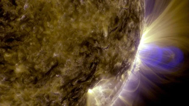 Magnetic loops on the sun are seen in this NASA handout image captured by NASA's Solar Dynamics Observatory (SDO) on July 19, 2012 and released February 15, 2013. A series of loops such as this is known as a flux rope, and these lie at the heart of eruptions on the sun known as coronal mass ejections (CMEs.) (Photo by NASA/Reuters/Goddard Space Flight Center/SDO/Handout)