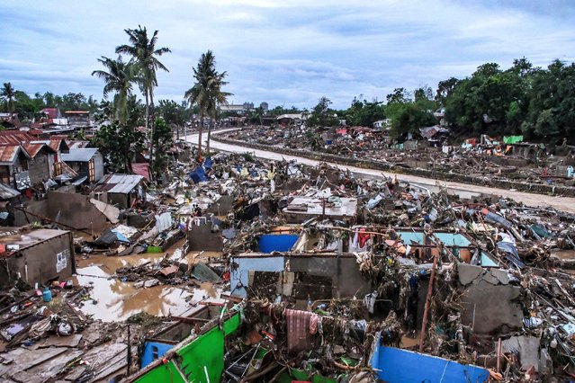 Damaged houses after the passage of typhoon Kalmaegi in Talisay City, Cebu province, Philippines 04 November 2025. Typhoon Kalmaegi crossed the Visayas region of the central Philippines on 04 November, causing flood, power outage and damage to property. According to the Philippine Atmospheric, Geophysical, and Astronomical Services Administration (PAGASA), the storm is projected to be in the vicinity of Patnongon, Antique province, moving northwest at 15kph with maximum winds of 130kph. (Photo by Juanito Espinosa/EPA)