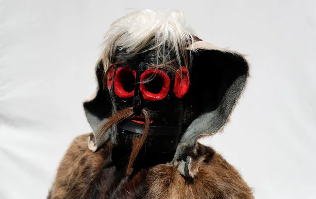 A member of the “Cavallico” folk group poses for a portrait before the parade of the 13th International Festival of the Iberian Mask in Lisbon, Portugal May 19,  2018. (Photo by Rafael Marchante/Reuters)