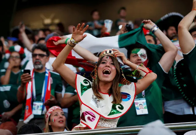 Mexico fans during the Russia 2018 World Cup Group F football match between Mexico and Sweden at the Ekaterinburg Arena in Ekaterinburg on June 27, 2018. (Photo by Andrew Couldridge/Reuters)