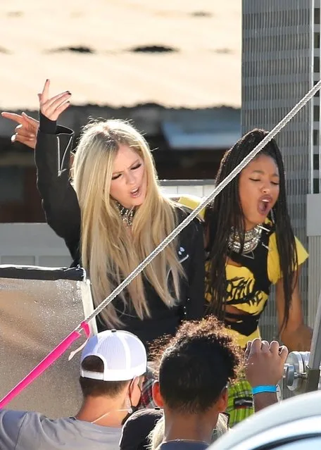 American singers Avril Lavigne and Willow Smith film a music video for their new pop-punk duet in Los Angeles on June 15, 2021. Avril Lavigne joins Willow Smith for a track on her new album “Shot on June 14, 2021”. (Photo by Backgrid USA)