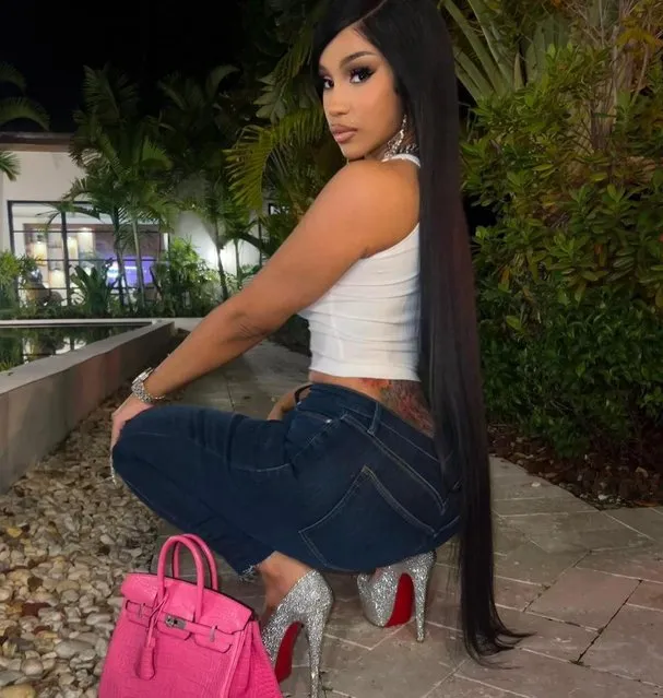 American rapper Cardi B in the second decade of October 2023 says she's “having a blast” as she pops a squat in Louboutins. (Photo by Iamcardib/Instagram)