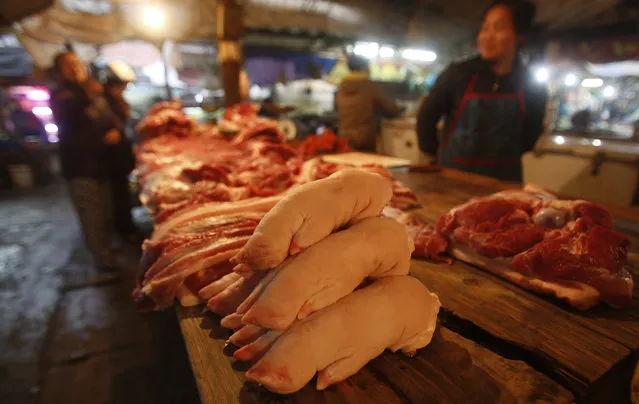 Pork is displayed for sale at a market in Hanoi, Vietnam, February 24, 2016. (Photo by Reuters/Kham)
