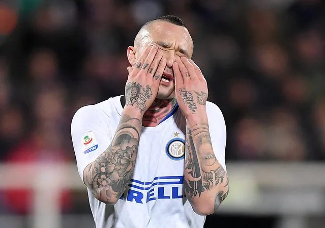 Inter Milan's Radja Nainggolan reacts during the Serie A match between ACF Fiorentina and FC Internazionale at Stadio Artemio Franchi on February 24, 2019 in Florence, Italy. (Photo by Alberto Lingria/Reuters)