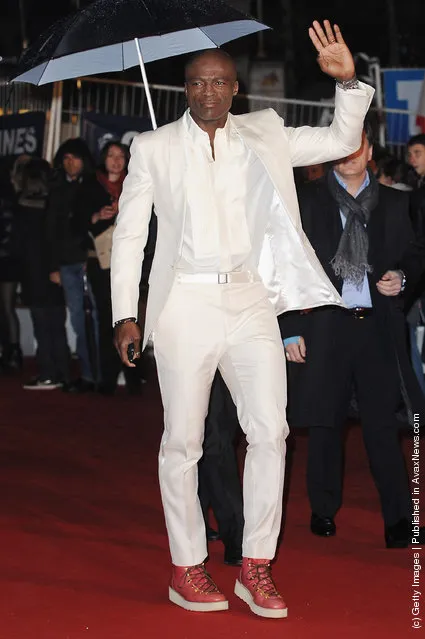 Seal poses as she arrives at NRJ Music Awards 2012 at Palais des Festivals