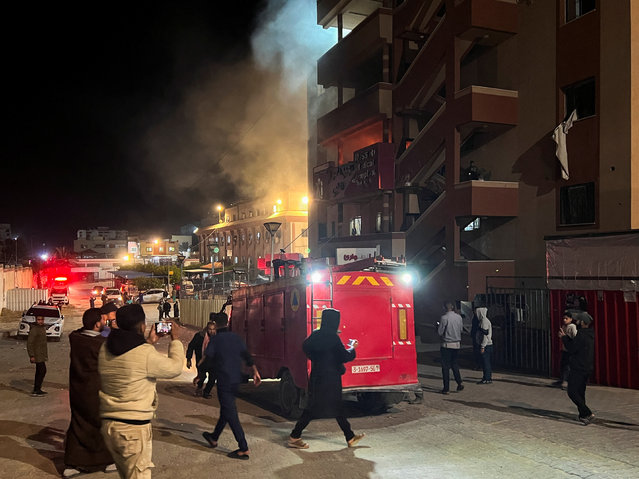 Smoke rises after an Israeli airstrike at Nasser hospital, according to the Palestinian civil defence, in Khan Younis in the southern Gaza Strip on March 23, 2025. (Photo by Hussam Al-Masri/Reuters)
