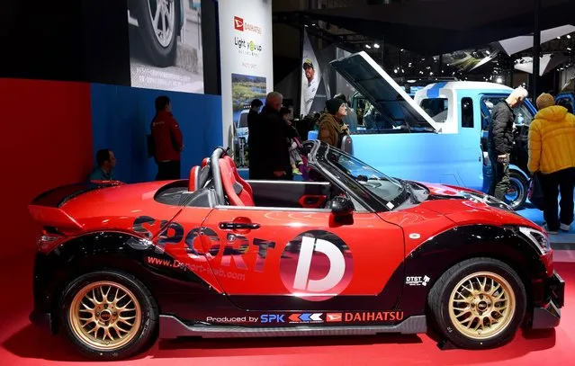 The Daihatsu Copen XPlay D- Sport Racing concept is displayed at the Daihatsu booth of the Tokyo Auto Salon at the Makuhari Messe in Chiba on January 12, 2018. (Photo by Toshifumi Kitamura/AFP Photo)