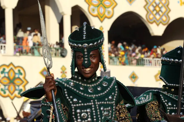 A horseman, dressed like a gladiator, takes part in the Durbar festival parade in Zaria, Nigeria September 14, 2016. (Photo by Afolabi Sotunde/Reuters)