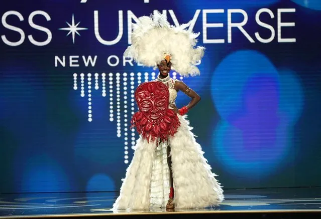 Miss Nigeria, Hannah Iribhogbe walks onstage during The 71st Miss Universe Competition National Costume Show at New Orleans Morial Convention Center on January 11, 2023 in New Orleans, Louisiana. (Photo by Josh Brasted/Getty Images)