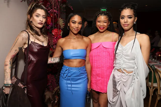 To fête Sally Holmes, InStyle's new editor-in-chief, American model Paris Jackson (from left), American actress and singer Alexandra Shipp, American actresses Storm Reid and Jasmin Savoy Brown fashion a fun evening at the San Vicente Bungalows in Los Angeles on May 10, 2023. (Photo by Todd Williamson/Rex Features/Shutterstock)