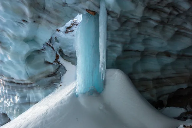 Frozen waterfalls guard the entrance to the Snow Dragon Cave. (Photo and caption by Josh Hydeman)