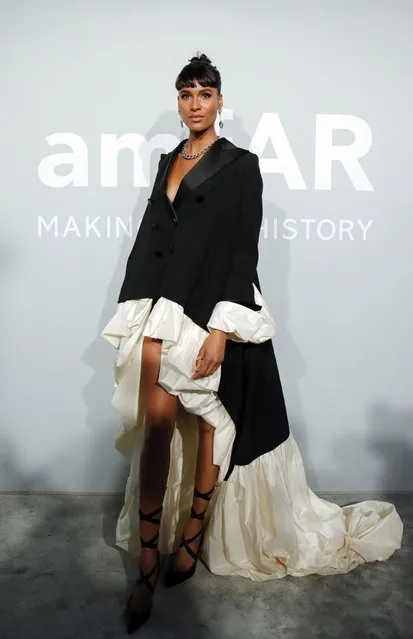 French model Cindy Bruna arrives on July 16, 2021 to attend the amfAR 27th Annual Cinema Against AIDS gala at the Villa Eilenroc in Cap d'Antibes, southern France, on the sidelines of the 74th Cannes Film Festival. (Photo by Sarah Meyssonnier/Reuters)