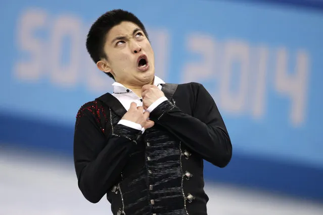 Yan Han of China competes in the men's free skate figure skating final at the Iceberg Skating Palace during the 2014 Winter Olympics, Friday, February 14, 2014, in Sochi, Russia. (Photo by Darron Cummings/AP Photo)