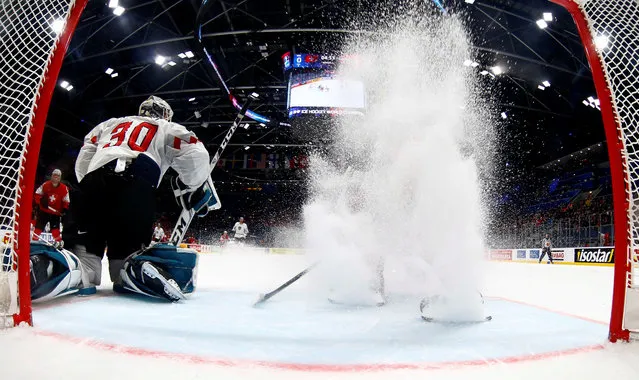 Austria's David Kickert in action during the IIHF Men's Ice Hockey World Championships Group B match between Switzerland and Austria on May 14, 2019 in Bratislava. (Photo by Vasily Fedosenko/Reuters)