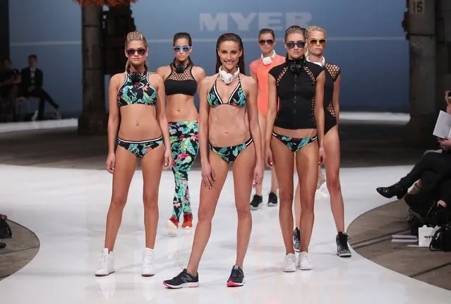 Rachael Finch showcases designs by Seafolly during rehearsal ahead of the Myer Spring 2015 Fashion Launch on August 13, 2015 in Sydney, Australia. (Photo by Don Arnold/Getty Images)