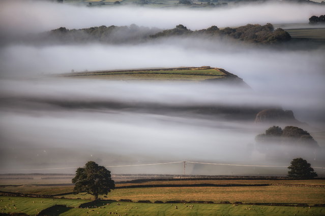 Morning mist on Tuesday, September 17, 2024 near Tideswell, in the Peak District of Derbyshire, UK. (Photo by Villager Jim/South West News Service)