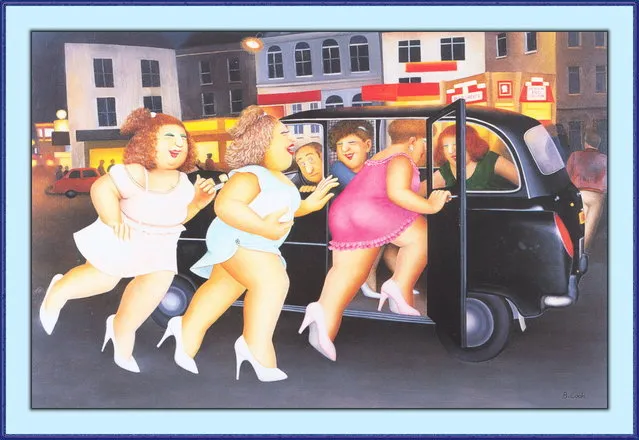 Girls in a Taxi. Artwork by Beryl Cook