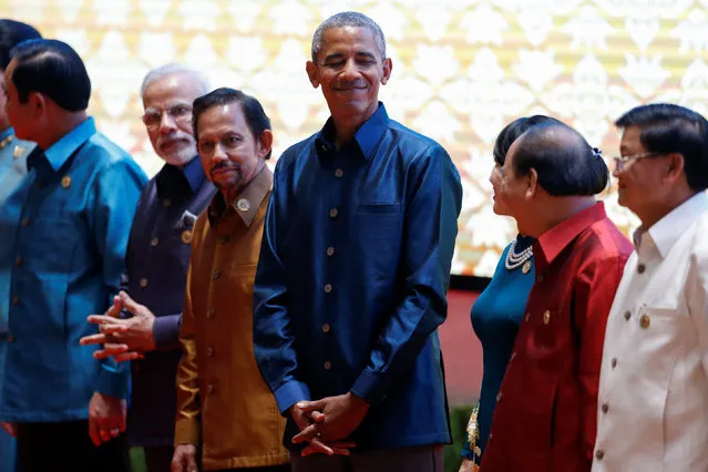 U.S. President Barack Obama poses during a family photo during the ASEAN Summit in Vientiane, Laos September 7, 2016. (Photo by Jorge Silva/Reuters)