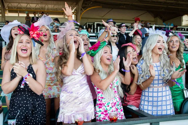 Fans cheer from the Churchill Downs grandstand during Saturday’s sixth race of the Kentucky Derby at Churchill Downs, Saturday, May 1, 2021, in Louisville, Ky. (Photo by Alton Strupp/USA Today Sports)