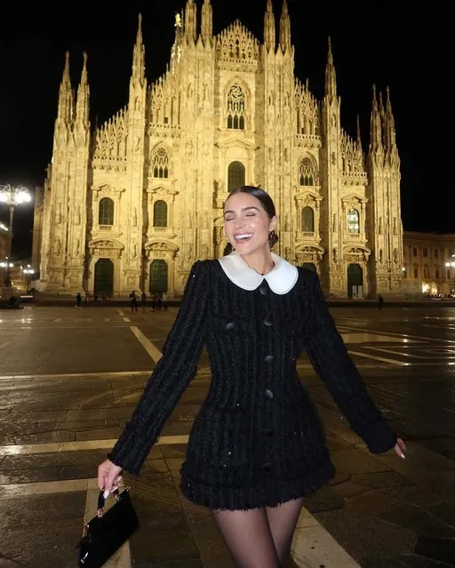 American model Olivia Culpo dresses the priest part outside of the Milan Cathedral in Italy in the second decade of April 2024. (Photo by oliviaculpo/Instagram)