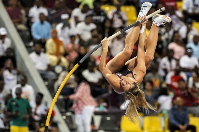 Britain's Molly Caudery competes in the women's pole vault finals during the IAAF Diamond League competition on May 10, 2024 at the Suheim Bin Hamad Stadium in the Qatari capital Doha. (Photo by Karim Jaafar/AFP Photo)