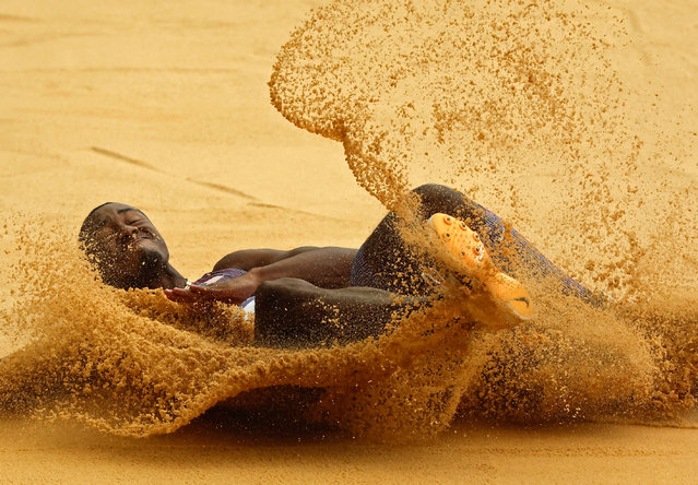 Malcom Clemons of USA competes in the Men Long Jump Qualification of the Athletics competitions in the Paris 2024 Olympic Games, at the Stade de France stadium in Saint Denis, France, 04 August 2024. (Photo by Yoan Valat/EPA/EFE)