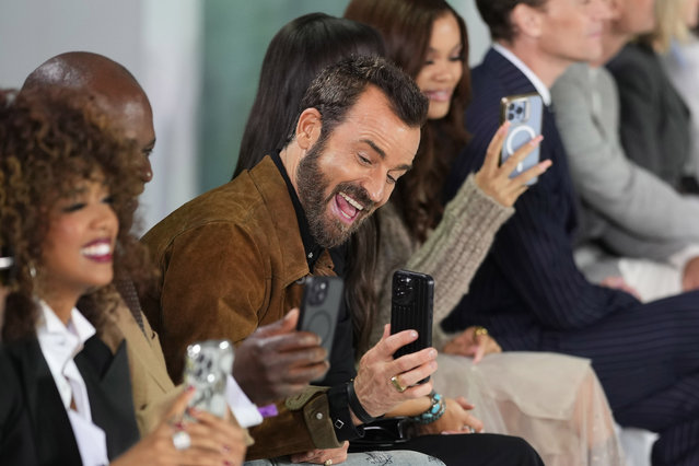 Actor Justin Theroux watches the Ralph Lauren Spring/Summer 2025 fashion show as part of New York Fashion Week on Thursday, September 5, 2024, at Khalily Stables in Bridgehampton, N.Y. (Photo by Charles Sykes/Invision/AP Photo)