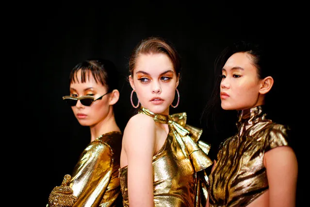 Models get ready before the Christian Cowan show during New York Fashion Week: The Shows at Spring Studios on February 11, 2020 in New York City. (Photo by Kena Betancur/AFP Photo)
