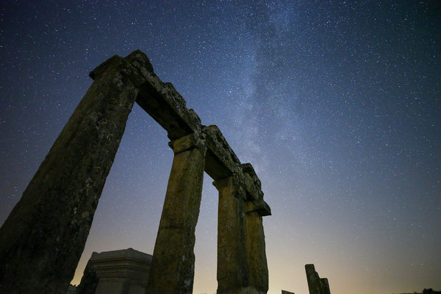 Nightfall over the historic ruins of the ancient city of Blaundos in Turkey on August 5, 2024, where settlers from Macedonia arrived during Alexander the Great’s Anatolian campaign. (Photo by Mehmet Calik/Anadolu via Getty Images)