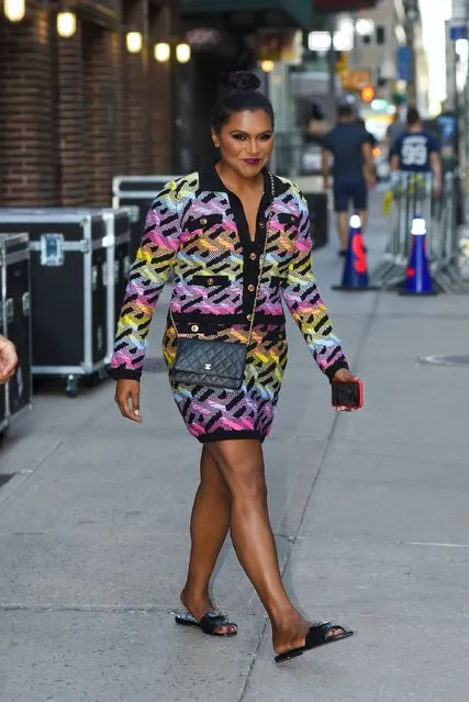 American actress Mindy Kaling is seen leaving “The Late Show with Stephen Colbert” in Manhattan on August 08, 2022 in New York City. (Photo by Robert Kamau/GC Images)