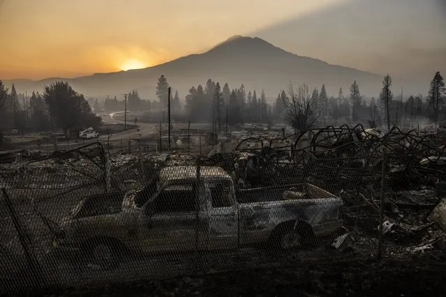 Properties destroyed by the Mill Fire are seen in Weed, Calif., Saturday, September 3, 2022. (Photo by Stephen Lam/San Francisco Chronicle via AP Photo)