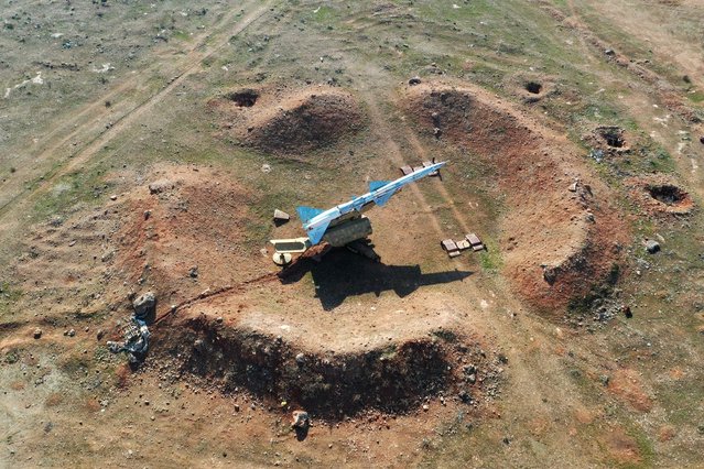 An aerial view shows an anti-aircraft missile at a Syrian army position near the city of al-Safira, south of Aleppo on January 3, 2025, following reported Israeli strikes. Israel bombed Syrian army positions south of Aleppo on Thursday, the latest such strikes since the overthrow of longtime strongman Bashar al-Assad, a war monitor and local residents said. Residents reported hearing huge explosions in the area, while the Syrian Observatory for Human Rights said the strikes targeted defence and research facilities. (Photo by Aref Tammawi/AFP Photo)