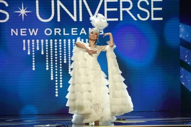 Miss Kyrgyzstan, Altynai Botoyarova walks onstage during The 71st Miss Universe Competition National Costume Show at New Orleans Morial Convention Center on January 11, 2023 in New Orleans, Louisiana. (Photo by Josh Brasted/Getty Images)