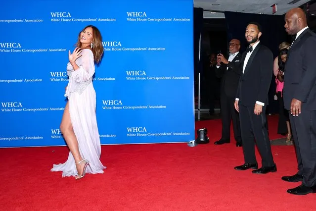 American model and television personality Chrissy Teigen poses on the red carpet arriving for the annual White House Correspondents' Association (WHCA) Dinner in Washington, U.S., April 29, 2023. (Photo by Tom Brenner/Reuters)