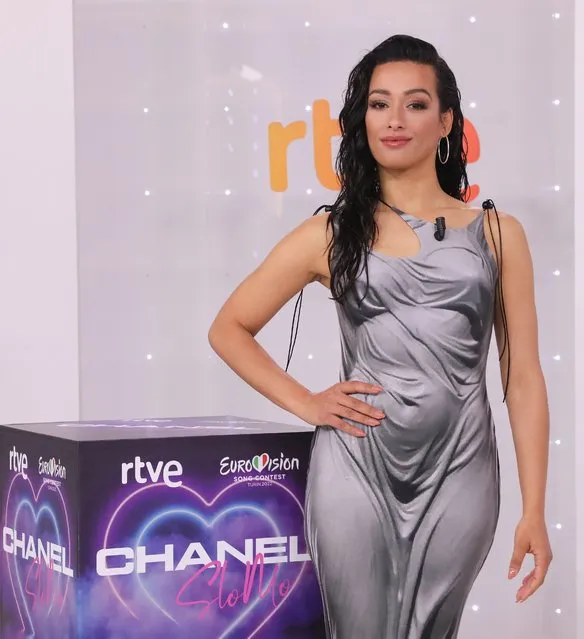 The Spanish representative at Eurovision 2022, Chanel, poses during the presentation of the video clip of the song “Slomo”, inTorrespaña, on March 14, 2022, in Madrid (Spain).  During the press conference, in addition to presenting the video clip of the song with which she will go to Eurovision 2022, she explained her feelings and expectations about her participation in the European contest, when there are just two months left for the final. (Photo By Marta Fernandez Jara/Europa Press via Getty Images)