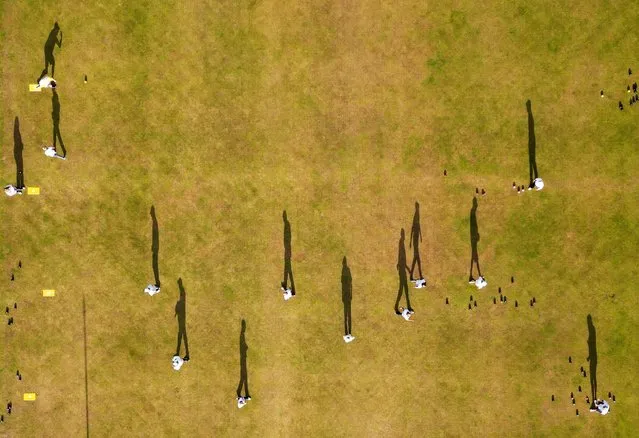 People play in a lawn bowls league fixture at Pelton Fell Bowling Club in Pelton, Britain on May 31, 2023. (Photo by Lee Smith/Reuters)