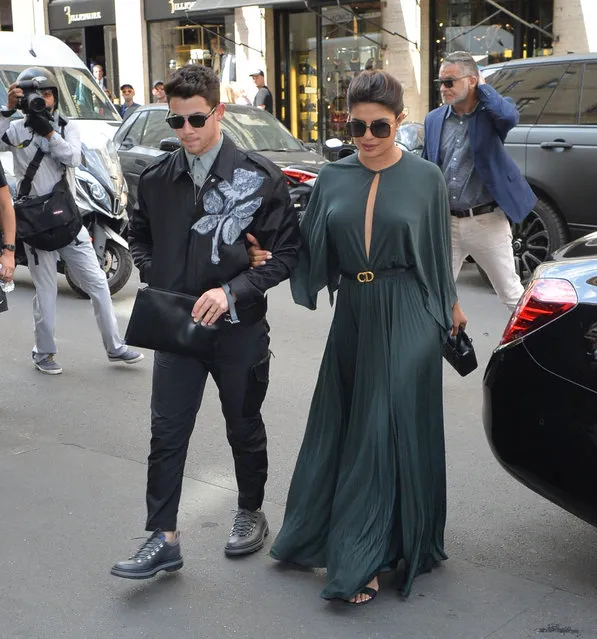 Nick Jonas and Priyanka Chopra seen at Costes restaurant, Paris on July 1, 2019. (Photo by Palace Lee/Splash News and Pictures)