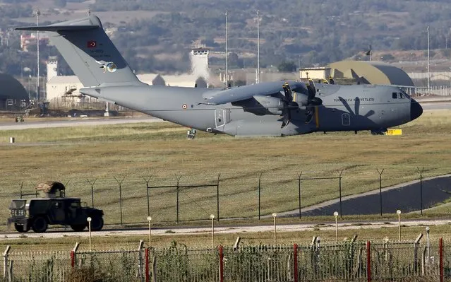 A Turkish Air Force A400M tactical transport aircraft is parked at Incirlik airbase in the southern city of Adana, Turkey, July 24, 2015. Turkey has agreed to allow U.S. planes to launch air strikes against Islamic State militants from the U.S. air base at Incirlik, close to the Syrian border, U.S. defense officials said on Thursday. (Photo by Murad Sezer/Reuters)