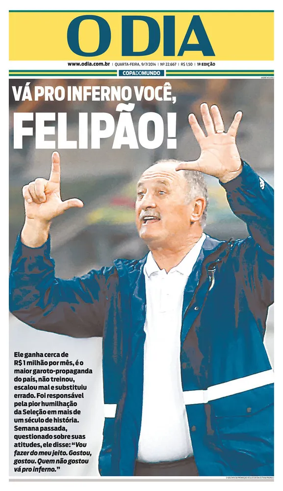 Brazil's Front Pages Slam Performance Against Germany