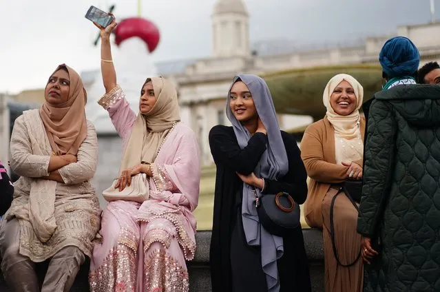 People during the Eid in the Square festival in Trafalgar Square, London on Saturday, May 7, 2022. (Photo by Victoria Jones/PA Wire Press Association)