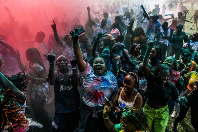 People attend “Colour Festival” in Nairobi, Kenya on November 23, 2024. (Photo by Gerald Anderson/Anadolu via Getty Images)