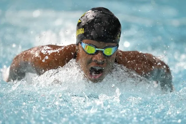 Zaneta Alvaranga of Jamaica competes in the Women's 100m Butterfly heat during the swimming at the Commonwealth Games in Sandwell Aquatics Centre in Birmingham, England, Friday, July 29, 2022. (Photo by Kirsty Wigglesworth/AP Photo)