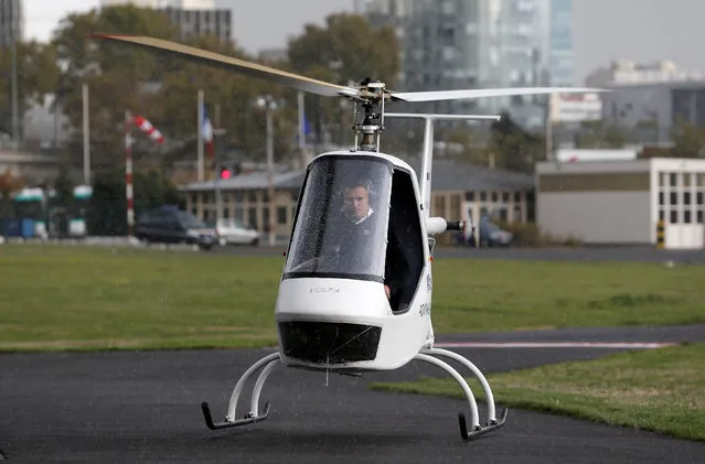 The Volta, an all electric helicopter takes off at the Paris Heliport in Issy-les-Moulineaux, France, October 19, 2016. (Photo by Regis Duvignau/Reuters)