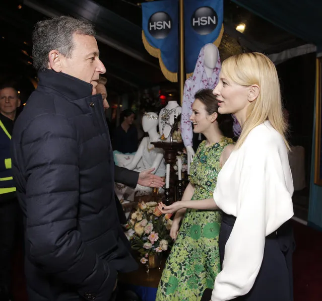 Chairman and chief executive officer of The Walt Disney Company Bob Iger and Cate Blanchett attend the World Premiere Of "Cinderella" on Sunday, March 1, 2015, in Los Angeles. (Photo by Todd Williamson/Invision/AP)
