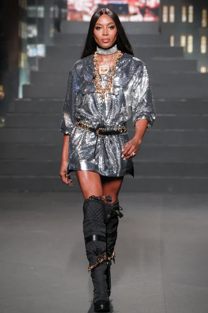 Naomi Campbell walks the runway during the Moschino x H&M – Runway at Pier 36 on October 24, 2018 in New York City. (Photo by Matteo Prandoni/BFA.com)
