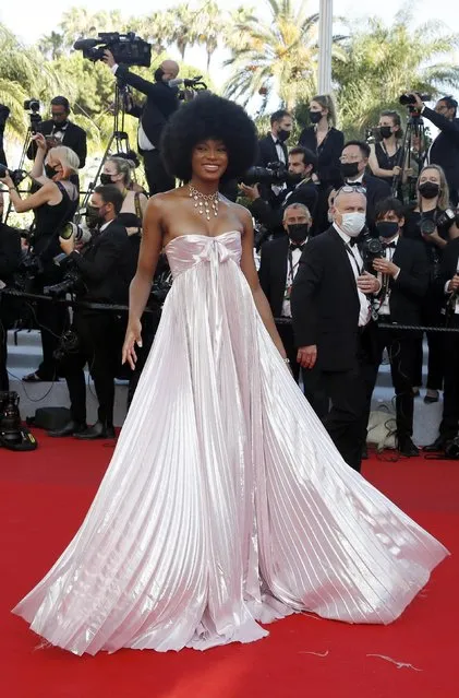 French-Congolese model and influencer Didi Stone Olomide arrives for the screening of the film “Stillwater” at the 74th edition of the Cannes Film Festival in Cannes, southern France, on July 8, 2021. (Photo by Gonzalo Fuentes/Reuters)