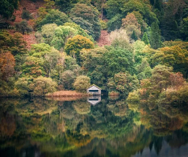 Picture dated October 8th, 2023 shows the autumnal colours coming through on a calm morning at Rydal Water in the Lake District, UK on Sunday. (Photo by Gregg Wolstenholme/Bav Media)